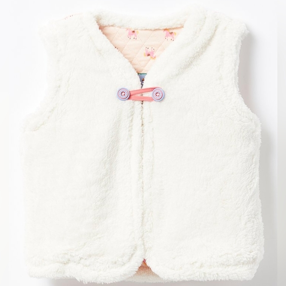 Matilda Jane Pink & White Amelia Island Reversible Sherpa-Lined Vest Size 2 NWT - Picture 3 of 7